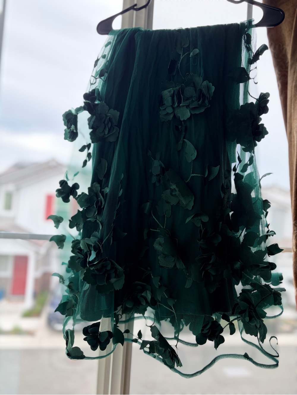 Anthropologie Teal Floral Appliqué Maxi Skirt - Picture 3 of 3
